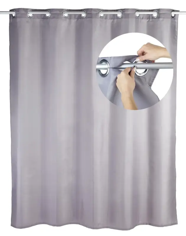 Zasłona prysznicowa FLEXY GREY, zapinana, WENKO Łatwy zwrot