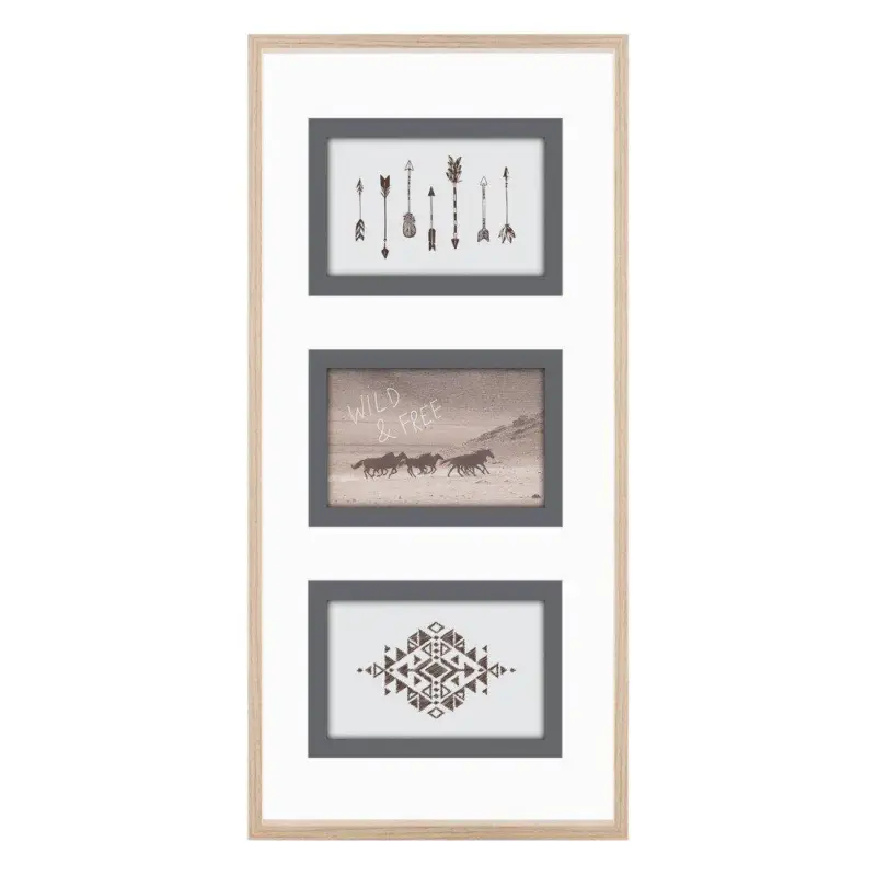 Premium Drewniana ramka na trzy zdjęcia, mini galeria, 24 x 51 cm