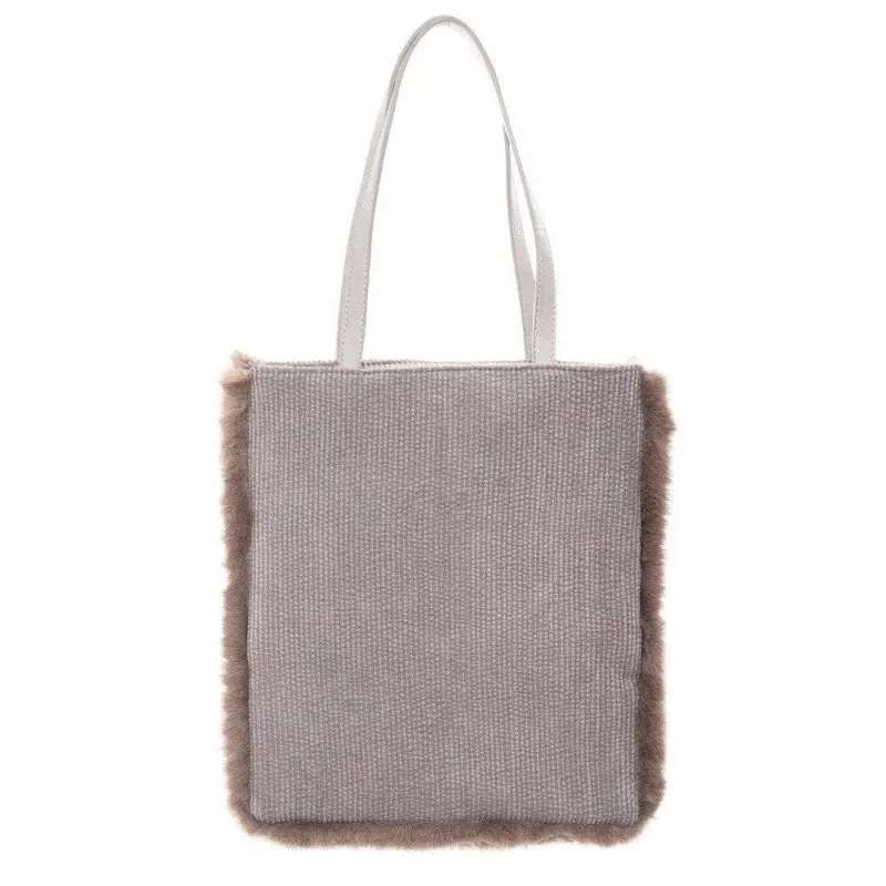 Hit sprzedaży Torba na zakupy obszyta futerkiem, SHOPPING BAG, 38 x 40 cm