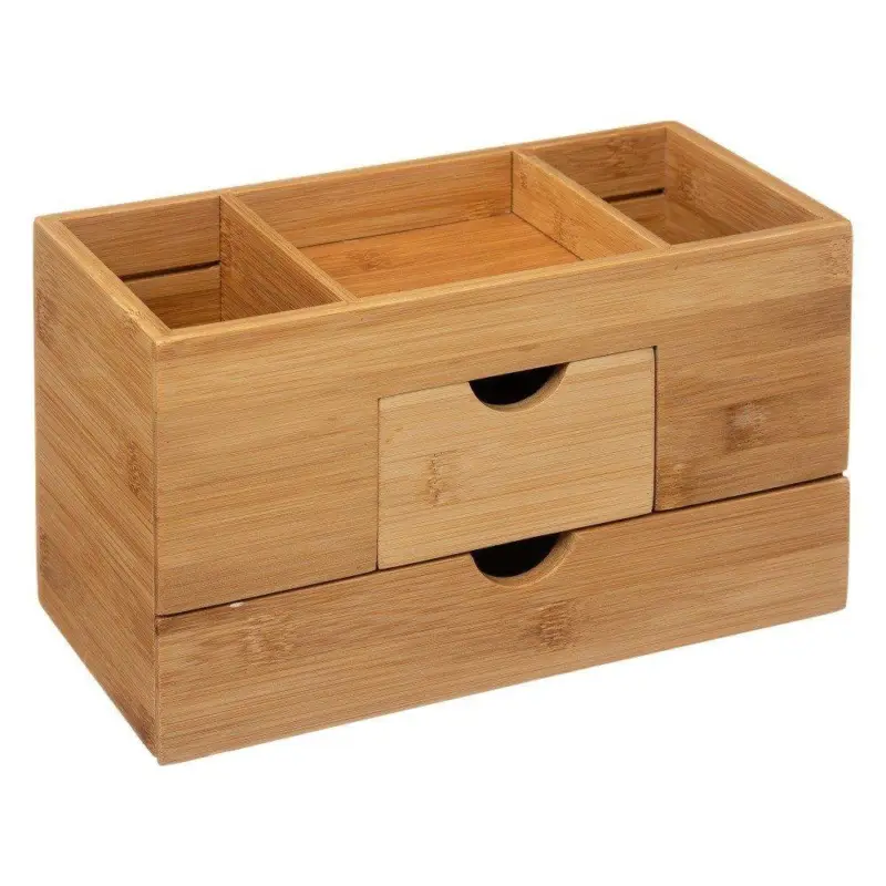 Popularny Organizer na biurko bambusowy, 2 szufladki, 24x12x14 cm