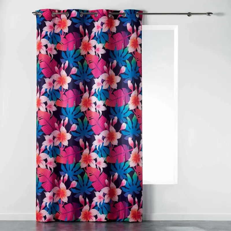 Bezpieczna płatność Zasłona w kwiaty FUN FLOWERS 140 x 260 cm, na przelotkach
