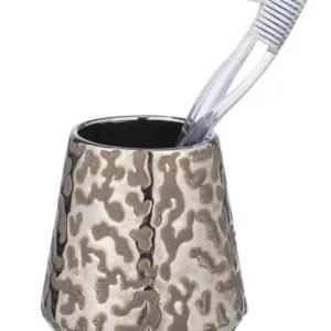 Wyprzedaż Pojemnik na szczoteczki do zębów BURGOS, z platynowym wykończeniem, ceramiczny, Ø 9,1 cm, WENKO