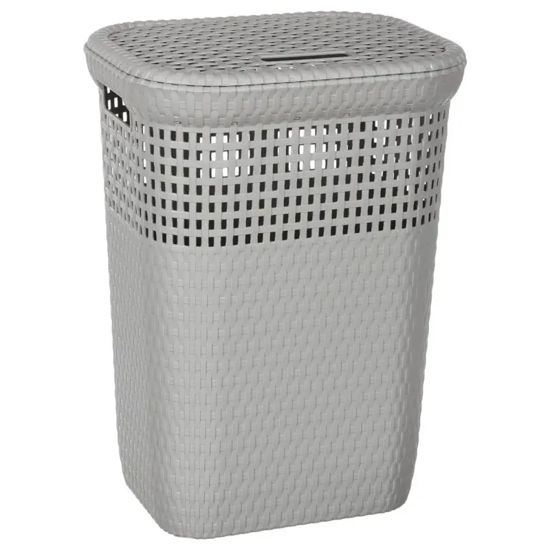 Kosz na pranie z pokrywą, rattanowy wzór, 60 l Obniżka ceny