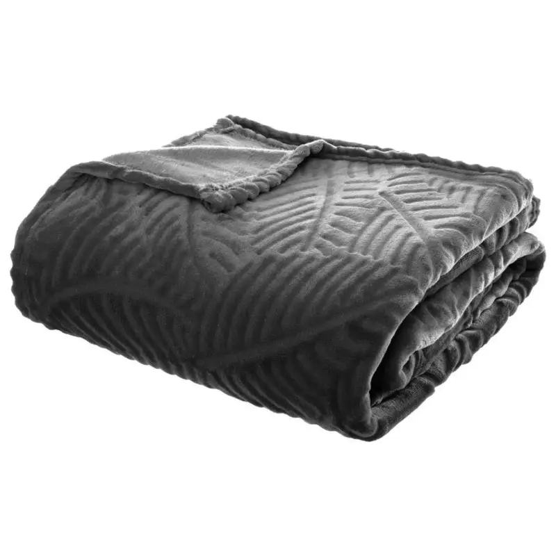 Koc na łóżko, kanapę, narzuta do salonu, efekt liści palmy 3D, 220 x 240 cm Wyjątkowa oferta