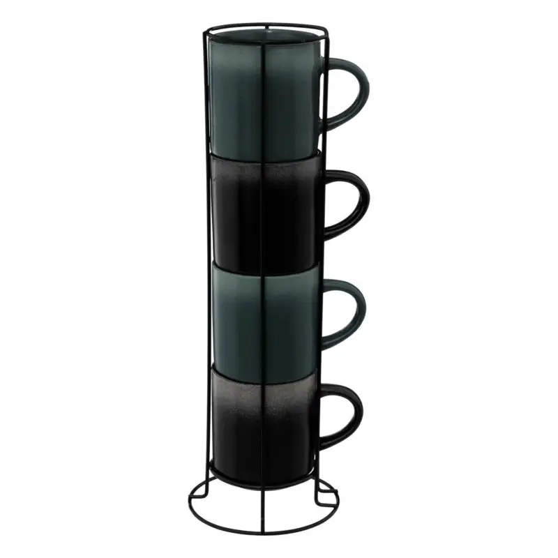 Zamów teraz Zestaw 4 ceramicznych filiżanek na stojaku Chope, 280 ml