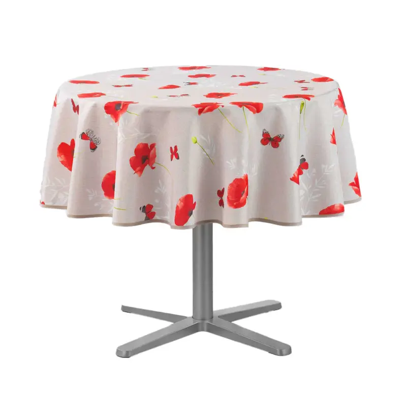 Obrus na stół okrągły SWEET POPPY, w maki, Ø 180 cm Tylko dziś