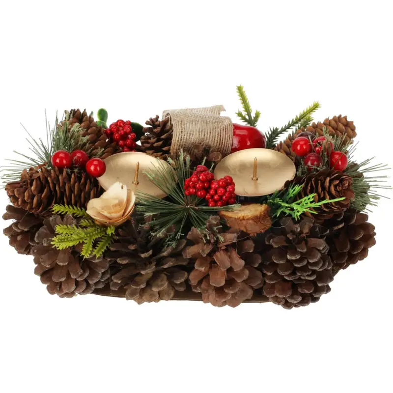 Świecznik z szyszek na dwie świeczki, 26 cm Kup online