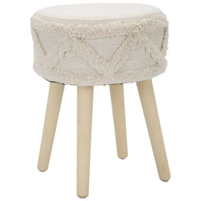 Taboret w stylu boho, drewniane nogi, Ø 32 cm Tani