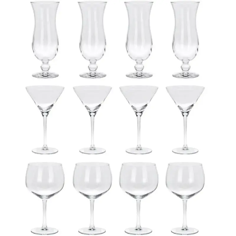 Zniżka Kieliszki do drinków, 3 rodzaje szklanek do drinków: Gin, Tonic, Hurricane, 12 sztuk