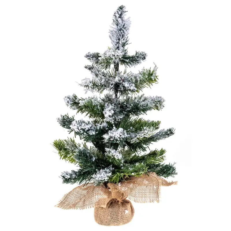 Zniżka Sztuczna choinka oprószona śniegiem, w jutowym worku, 50 cm