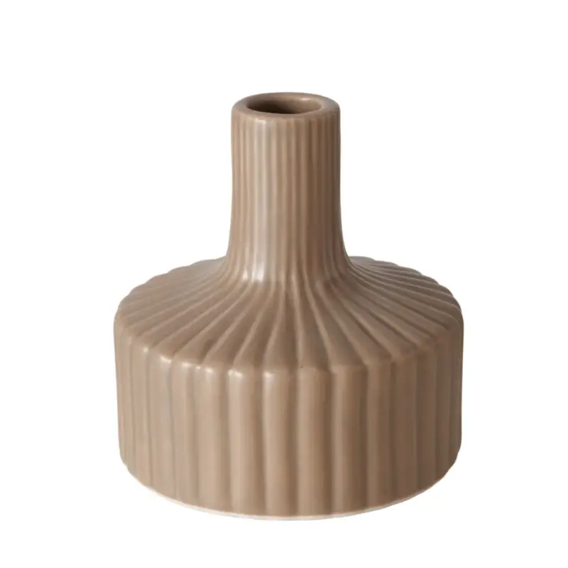 Hit sprzedaży Prążkowany wazon w kolorze nude LIBELLY, 11 cm