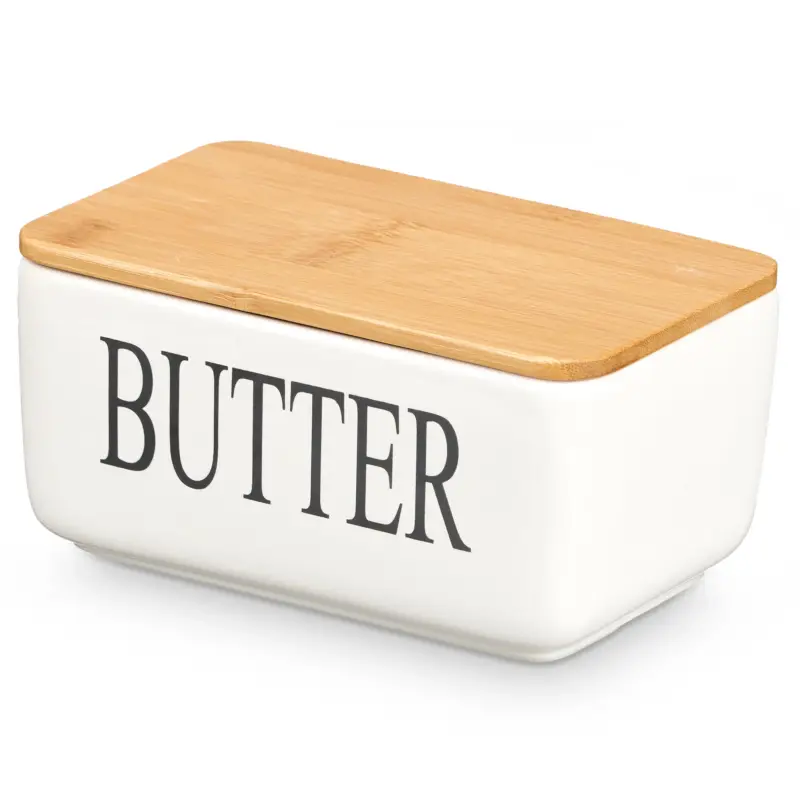 Ceramiczna maselniczka z napisem BUTTER, 10 x 16,5 x 8,5 cm Oferta