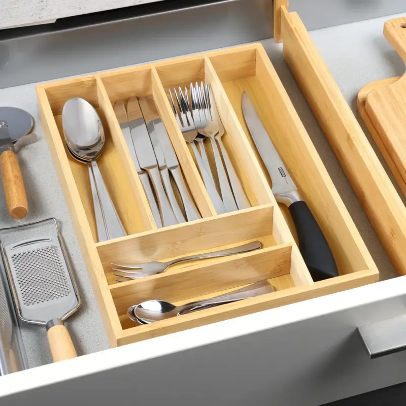 Organizer na sztućce KESPER, 6 komorowy, 35,5 x 25,5 x 5 cm, bambusowy Ostatnia szansa