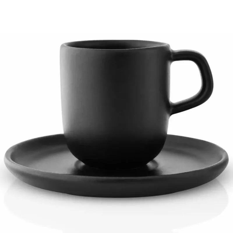 Filiżanka do espresso z spodkiem NORDIC KITCHEN 70 ml, czarna, kamionka, Eva Solo Darmowy zwrot
