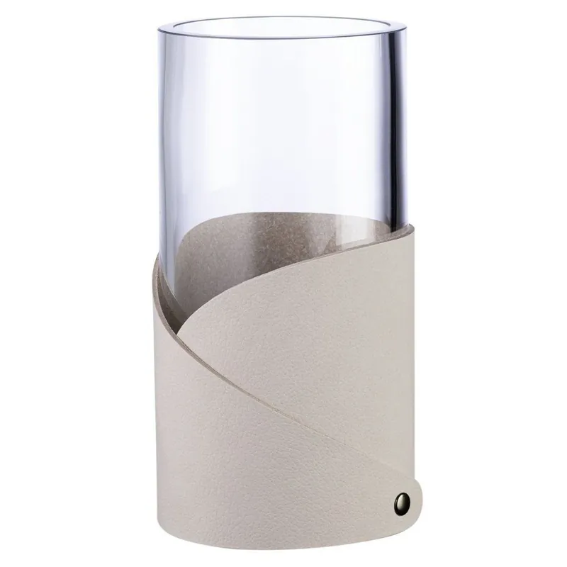 Bestseller Wazon FOLD NUPO 15 cm, ostryga, skóra / szkło, LIND DNA