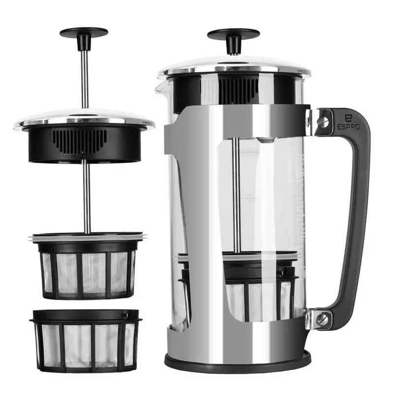 Zniżka Zaparzacz do kawy French press PRESS P5 950 ml, srebrny, szkło / polerowany stal nierdzewna, Espro
