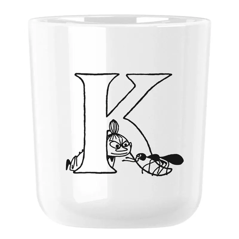 Plastikowy kubek MOOMIN ABC 200 ml, litera K, biały, RIG-TIG Szybka wysyłka