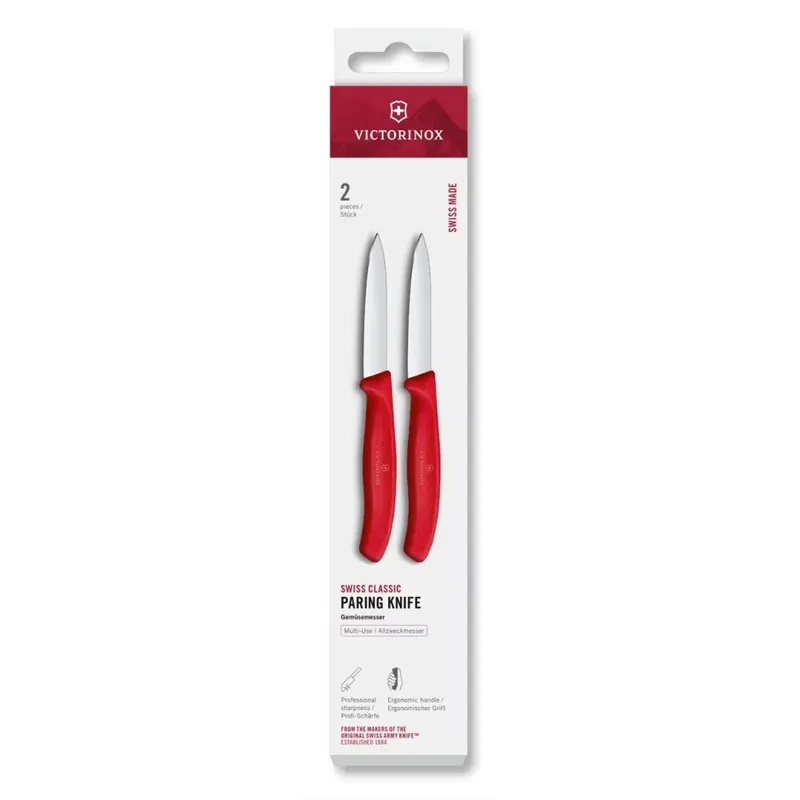 Sprawdź teraz Zestaw noży SWISS CLASSIC 8 cm, zestaw 2 szt., czerwony, plastikowy, Victorinox