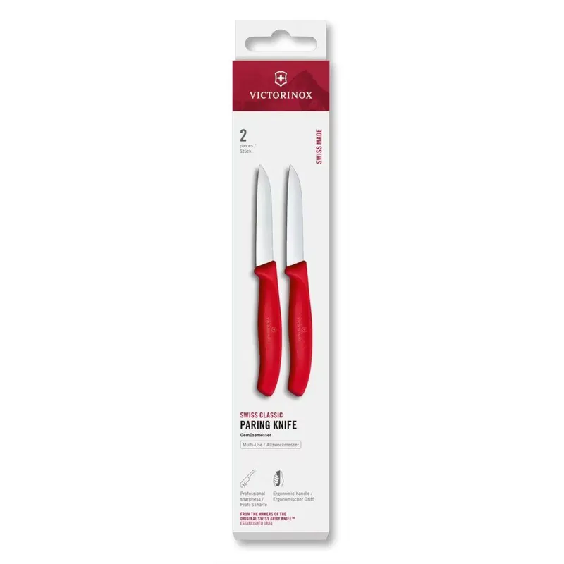 Najlepsza cena Zestaw noży SWISS CLASSIC 8 cm, zestaw 2 szt., czerwony, plastikowy, Victorinox