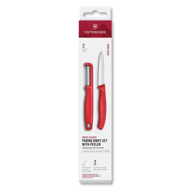 Zestaw noża i obieraczki SWISS CLASSIC, zestaw 2 szt., czerwony, plastikowy, Victorinox Obniżka ceny