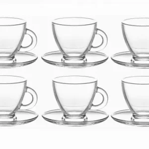 Komplet 6 filiżanek szklanych (230 ml) ze spodkiem Roma LAV Rabat