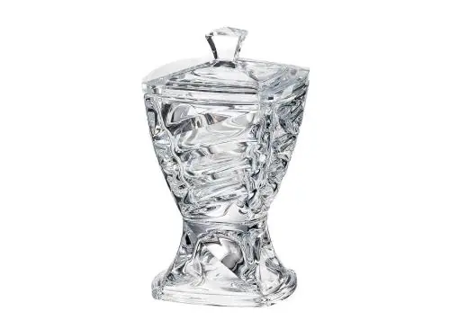 BOHEMIA FACET Cukiernica Szklana Z Pokrywką Kryształowa Cukier 24,5 cm Zniżka