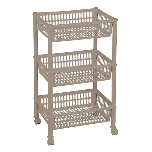 Tani Regał łazienkowy 3 koszyki Trolley Beżowy Plast Team