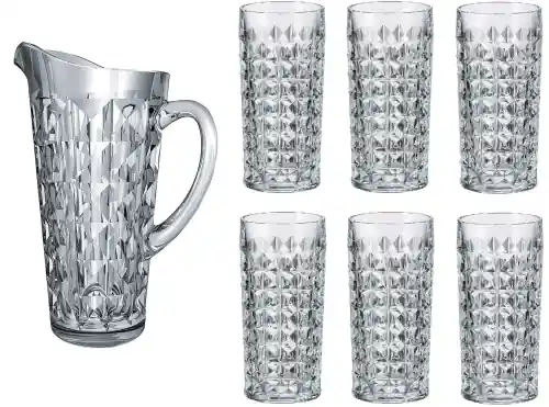 BOHEMIA DIAMOND Komplet dzbanek 1,2 l + 6 Szklanek 260 ml Wyprzedaż