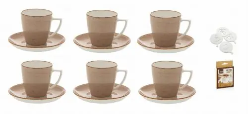 Super okazja LUBIANA FILIŻANKA ZE SPODKIEM ZESTAW 6 FILIŻANEK DO KAWY 200 ML / 14 CM