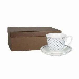 2 x Filiżanka Ze Spodkiem Do Kawy 250 ml Zestaw Kawowy Porcelana Livello Wysoka jakość