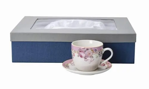 6 x Filiżanka Ze Spodkiem Do Kawy 250 ml Serwis Kawowy Porcelana Livello Premium
