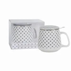 Kubek porcelanowy z metalowym zaparzaczem i pokrywką 500 ml Oferta