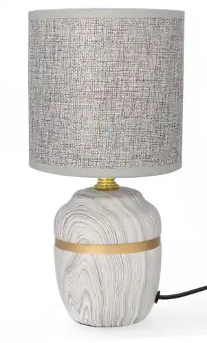 Rabat LAMPA CERAMICZNA LIVELLO 26,5 CM SZARA LAMPKA NOCNA Z KABLEM ABAŻUR