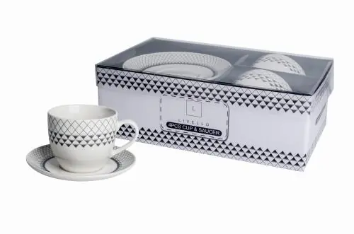 Kup online 2 x Filiżanka Ze Spodkiem Do Kawy 250 ml Zestaw Kawowy Porcelana Livello