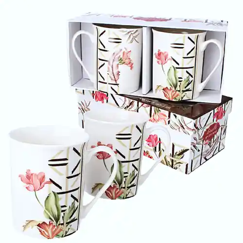 Zestaw 2 x kubek porcelanowy ozdobne pudełko prezent 350 ml Livello kwiaty Wybór klientów