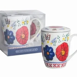 LIVELLO Kubek Do Kawy Herbaty Porcelanowy Z Metalowym Zaparzaczem 350 ml Hit sprzedaży