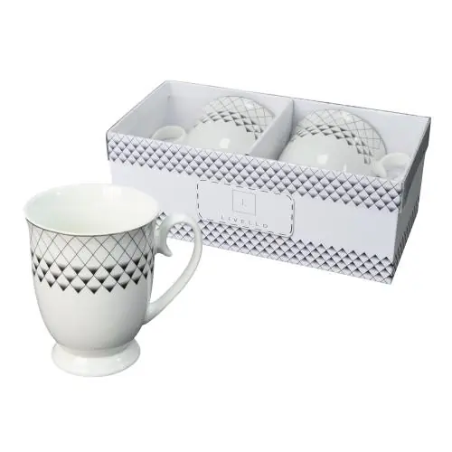 Zniżka Zestaw 2 x kubek porcelanowy ozdobne pudełko 350ml Livello romby zł pasek