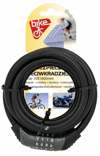 Tani Zabezpieczenie rowerowe na szyfr linka BIKE OK 1x180cm