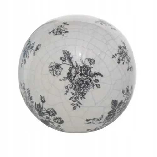 Kula dekoracyjna ceramiczna w kwiaty biała 15 cm Niska cena