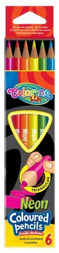 Colorino Kredki ołówkowe trójkątne neonowe 6 kolorów Nowość