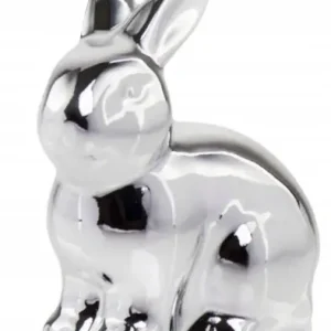 Niska cena Zając ceramiczny figurka wielkanocna srebrna 9 cm