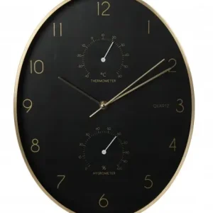 Zegar ścienny do salonu czarny okrągły 34 cm Zniżka