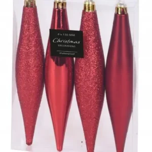 Bombki na choinkę czerwone sople nietłukące zestaw 4 szt 15 cm Ostatnie sztuki