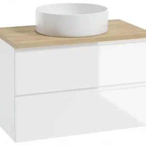 Szafka łazienkowa wisząca 100x50cm zestaw z blatem i okrągłą umywalką biały Modus Kup online