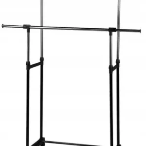 Promocja Regał garderoba stojąca przenośna 2-ramienna na kółkach 160x130 cm