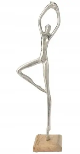 Dekoracyjna figurka joga srebrna 7,5x36,5x7,5cm Promocja
