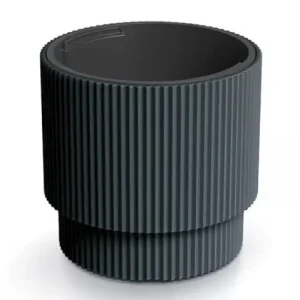 Doniczka antracytowa prążkowana na nóżce plastikowa 39,5x37,5 cm Milly Ekspresowa dostawa