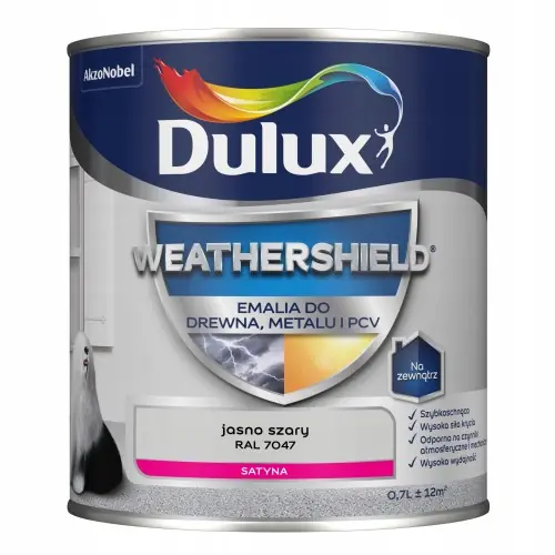 Dulux Weathershield emalia akrylowa do metalu i drewna Jasny Szary 0,7L Oferta limitowana