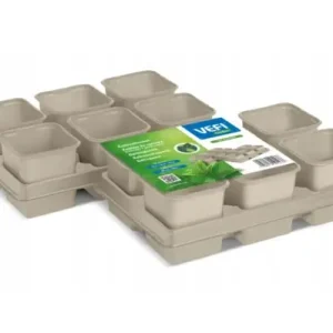 Zestaw do siewu plastikowy 6 doniczek 8cm i taca beżowe 27x18cm 2szt Super okazja