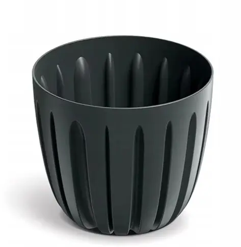 Doniczka plastikowa osłonka ryflowana czarna węgiel 16,8cm Wario Szybka wysyłka